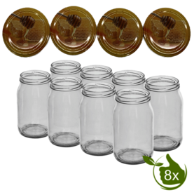 Honey jars 900 ml with twist-off lid (Honeycomb) 8 pcs