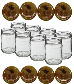 Honey jars 500 ml with twist-off lid (Honeycomb) 8 pcs