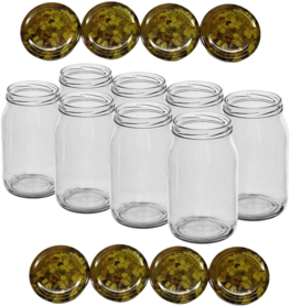 Honey jars 900 ml with twist-off lid (Bee on flower) 8 pcs