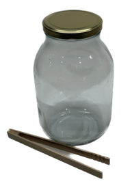 Glass Pot 3 liter including lid & wooden tong