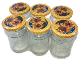 Glass honey jars 315 ml including lid, packed per 6 pieces