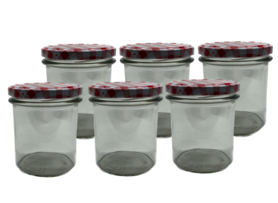Jam pots 346 ml with twist-off lid red/white
