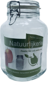 Square 2 liter glass jar with clip closure