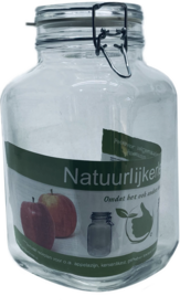 Square 3 liter glass jar with clip closure