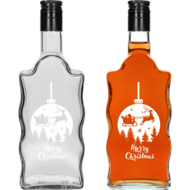 Glass bottle with Christmas ball print 500 ml