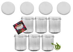 Jam pots 346 ml with twist-off lid White (6 pieces)