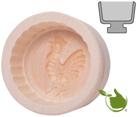 Butter mold round for 250g butter - motive: Rooster