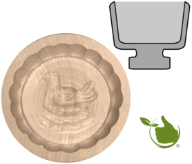Butter mold round for125g butter - motive: Chicken